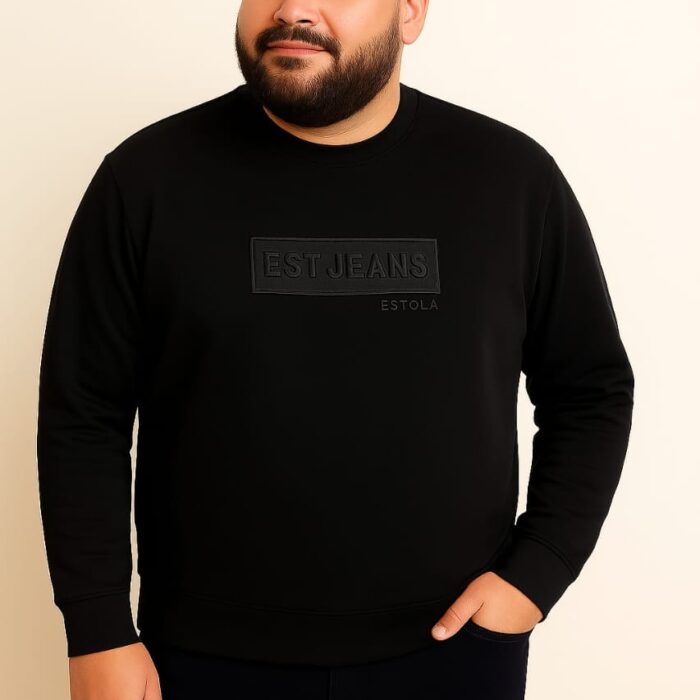 Turkish Branded Leather-Print Sweatshirt – French Terry – Big Sizes 2XL–6XL