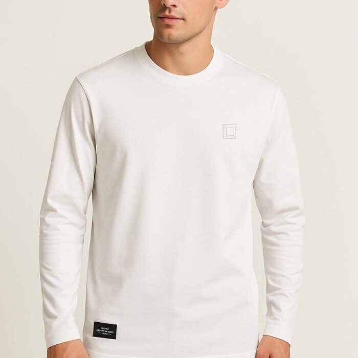 Men’s Premium Long Sleeve T-Shirt – 100% Cotton – Simple Logo – Multi-Color