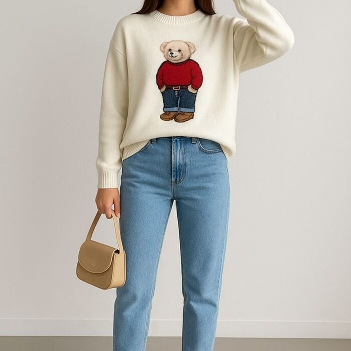 Premium Knitted Women’s Sweatshirt – Teddy Design – Made in Turkey