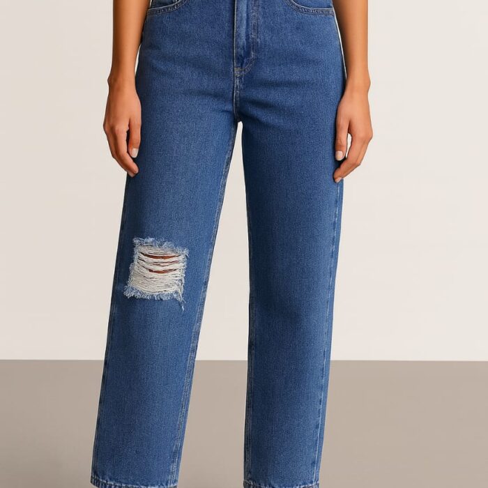 Premium Turkish Heavy Straight-Leg Ripped Jeans – 98% Cotton, 2% Lycra
